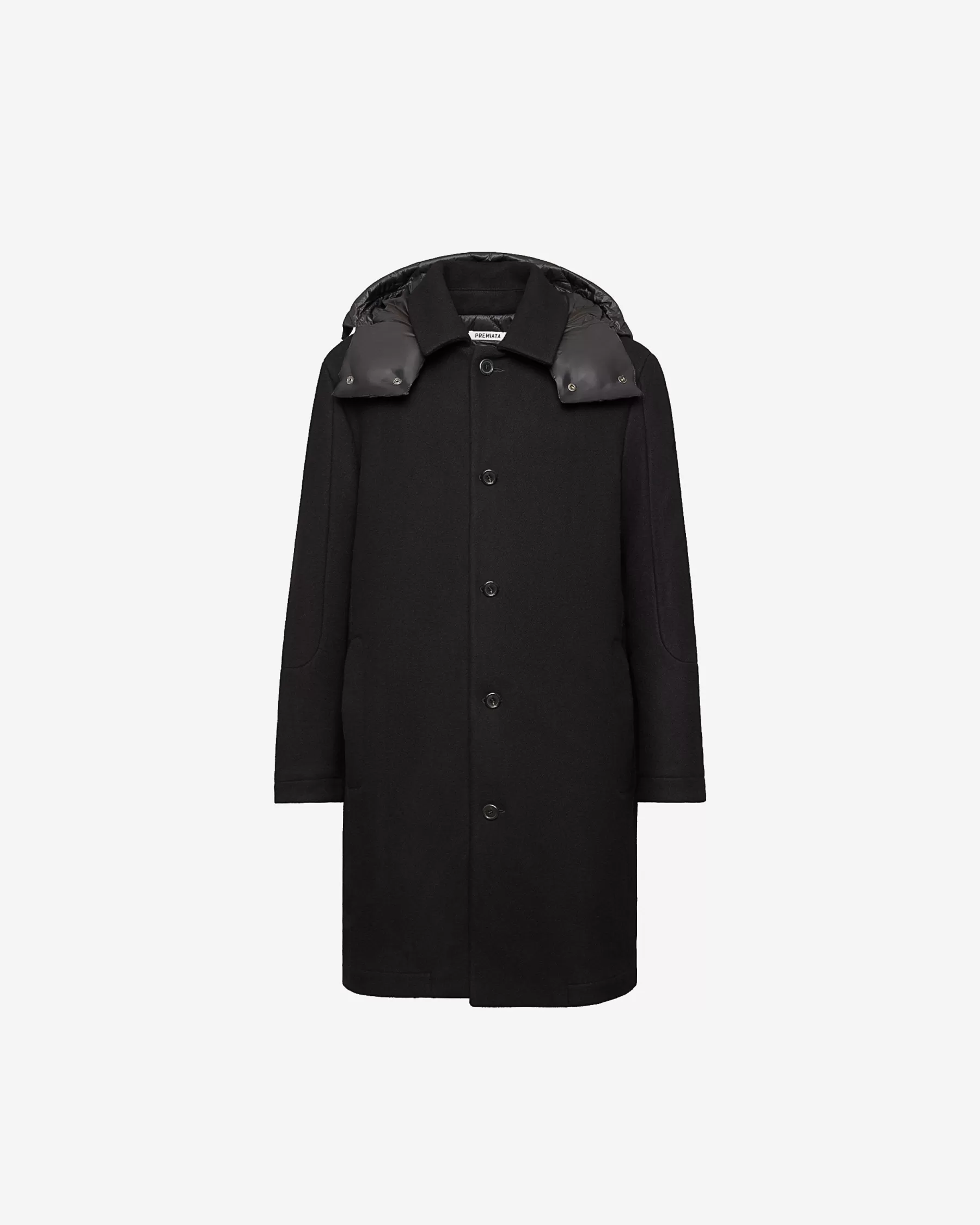 Premiata Giacche E Cappotti>Cappotto in lana con dettagli in nylon