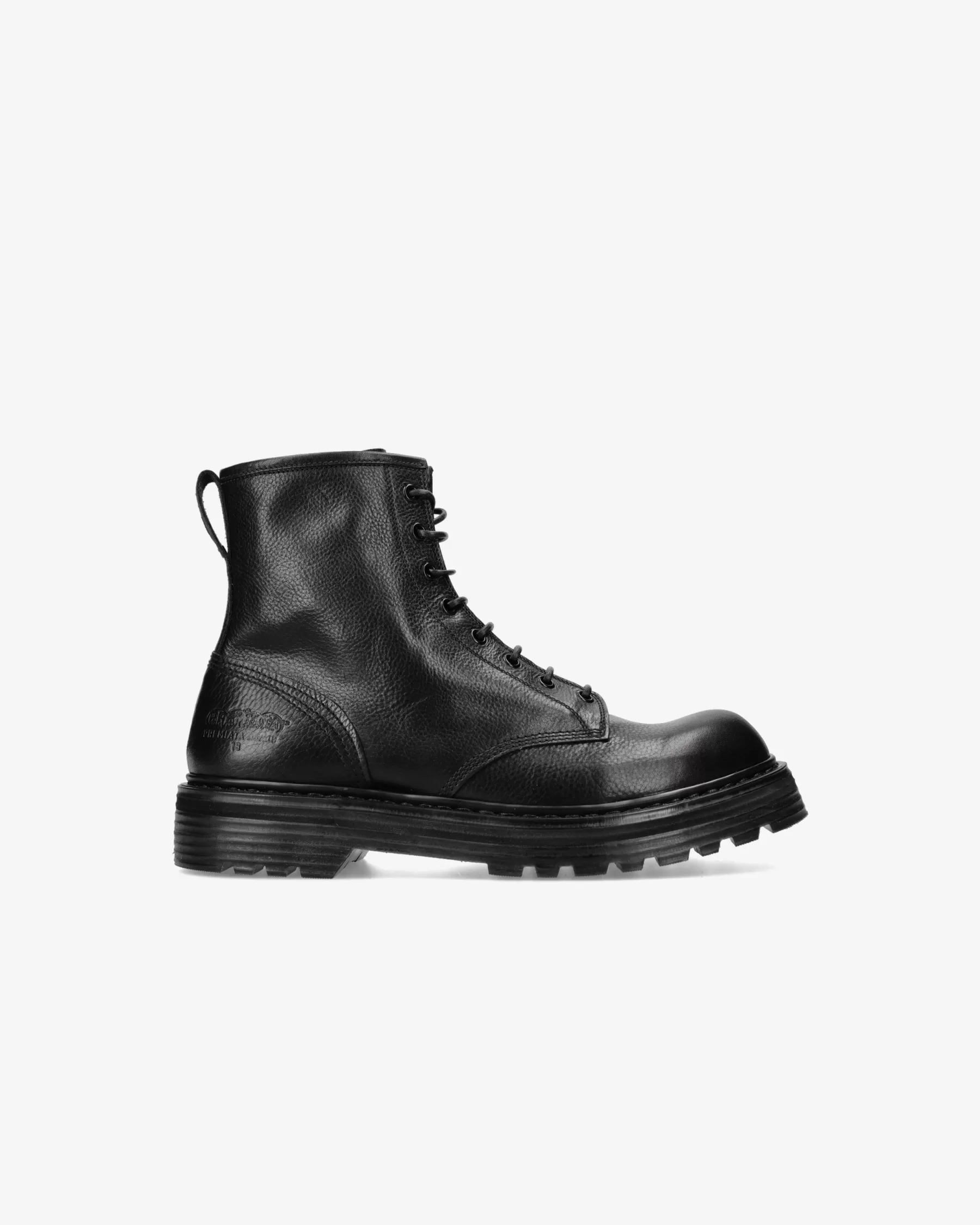 Premiata Stivali>Combat boot in vitello volanato nero