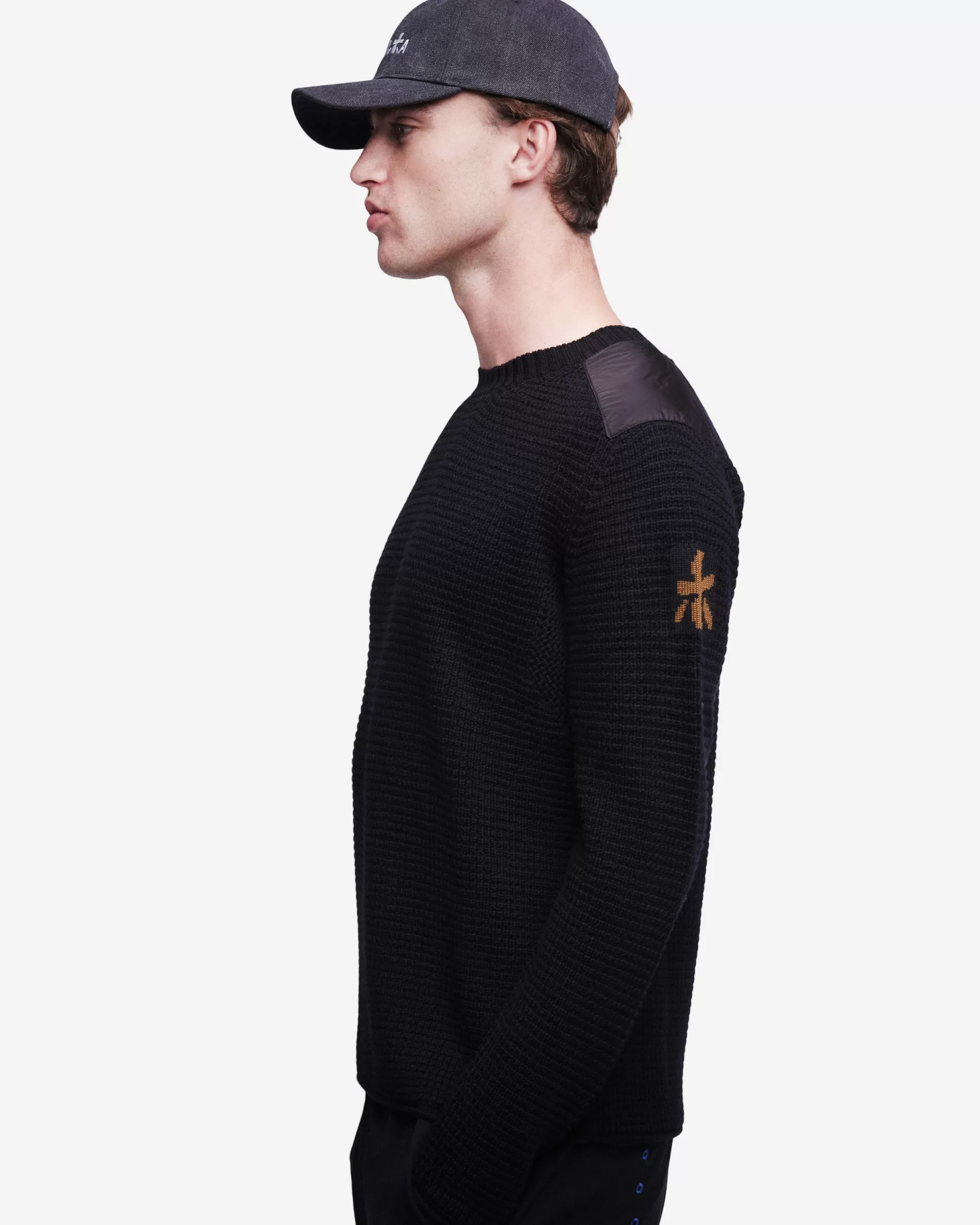 Premiata Maglieria>Maglia girocollo in lana con dettagli in nylon