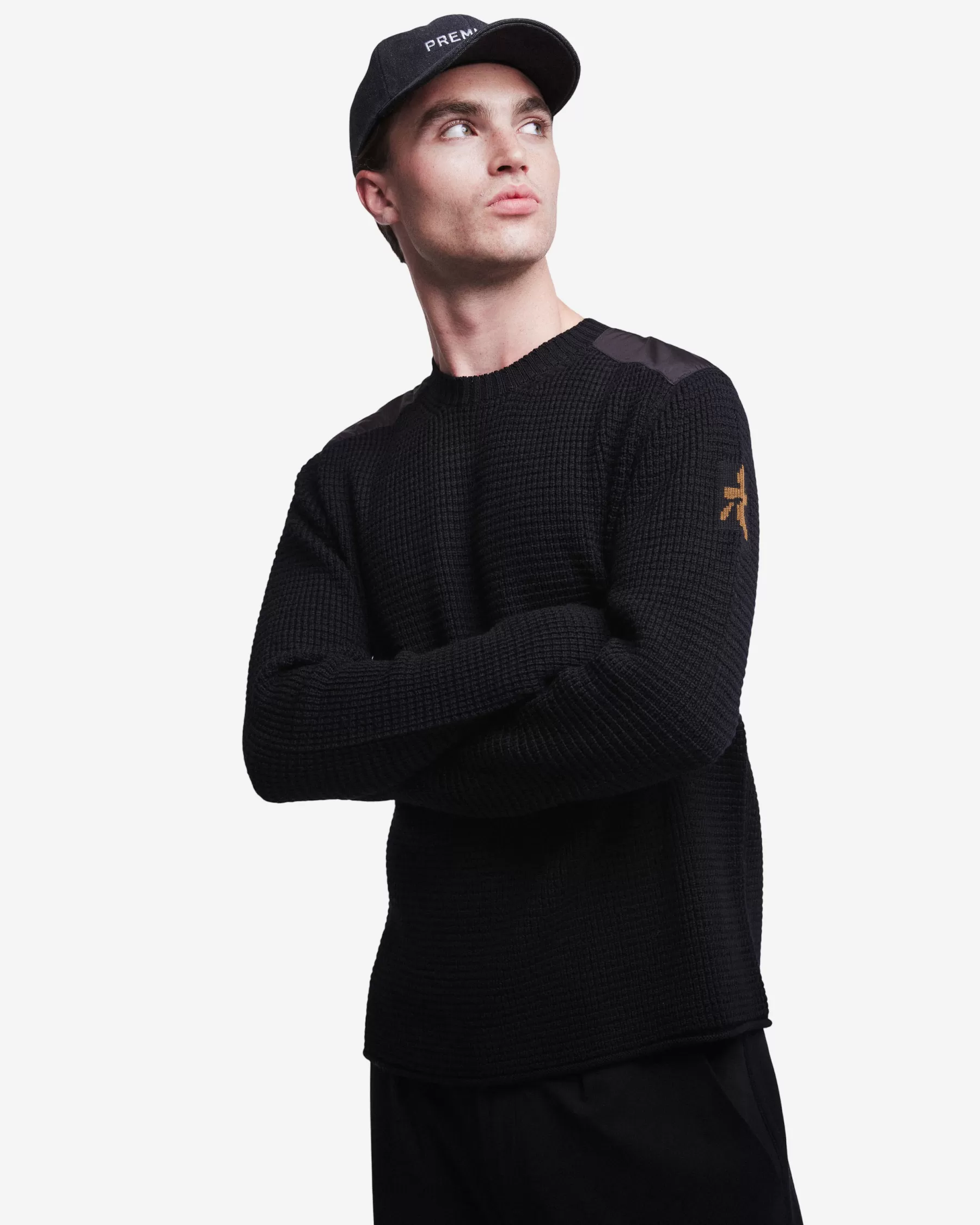 Premiata Maglieria>Maglia girocollo in lana con dettagli in nylon