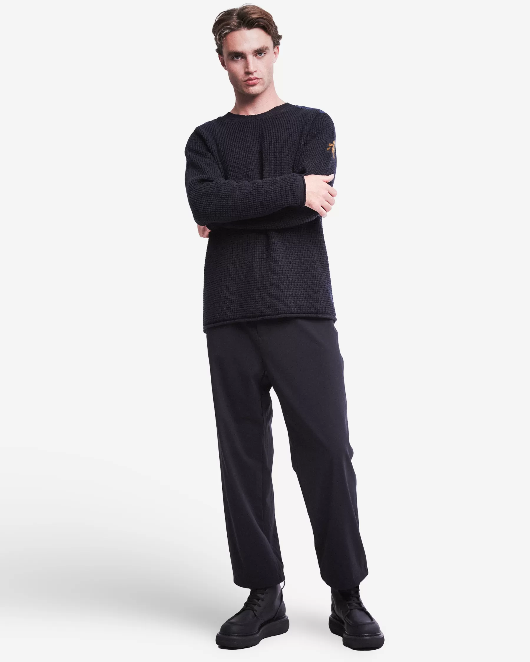 Premiata Maglieria>Maglia girocollo in lana con dettagli in nylon