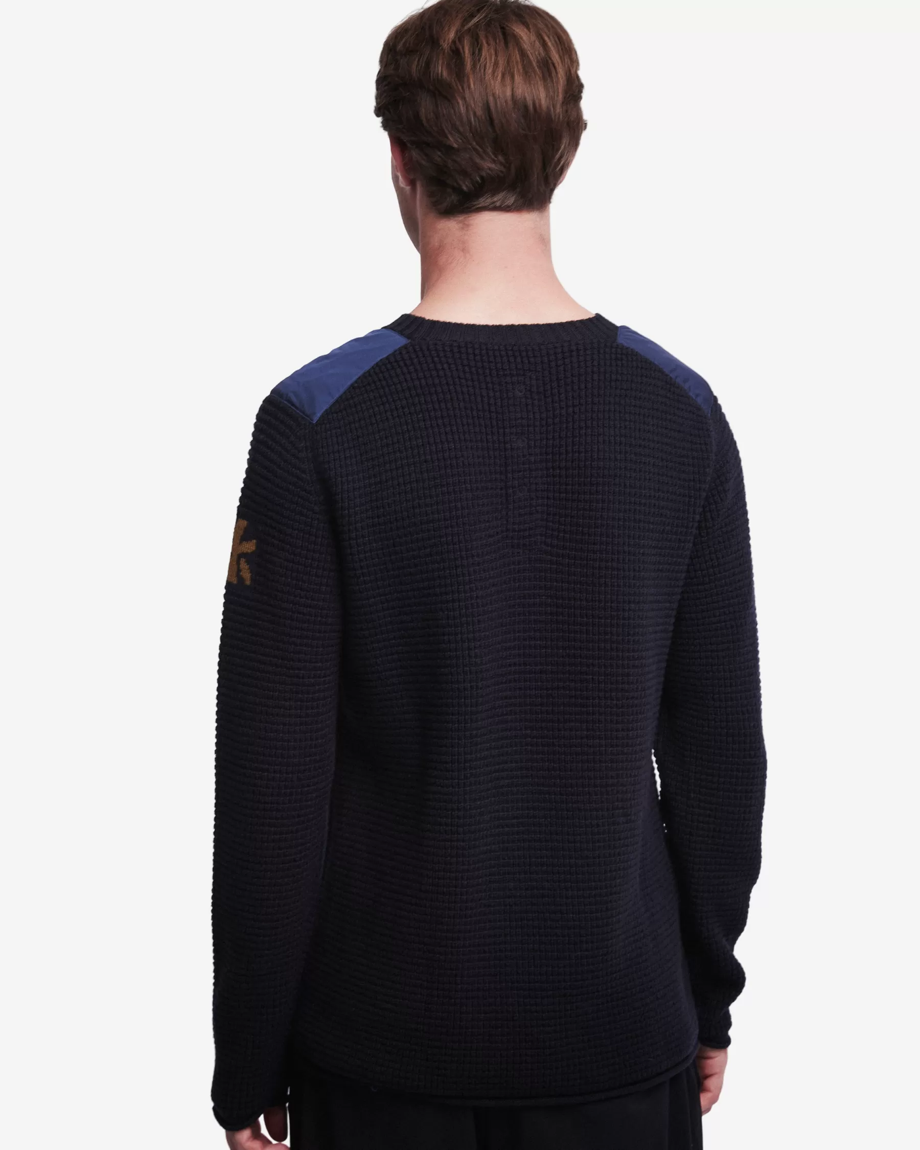 Premiata Maglieria>Maglia girocollo in lana con dettagli in nylon