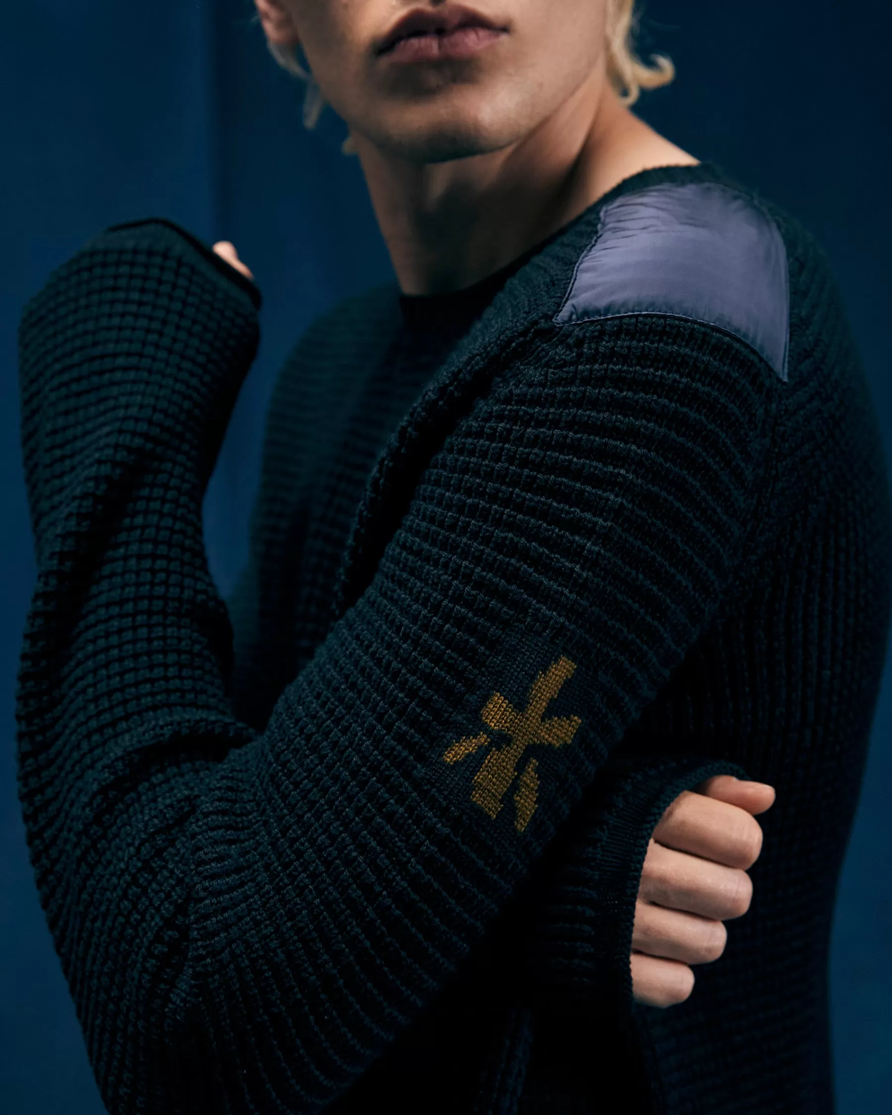 Premiata Maglieria>Maglia girocollo in lana con dettagli in nylon